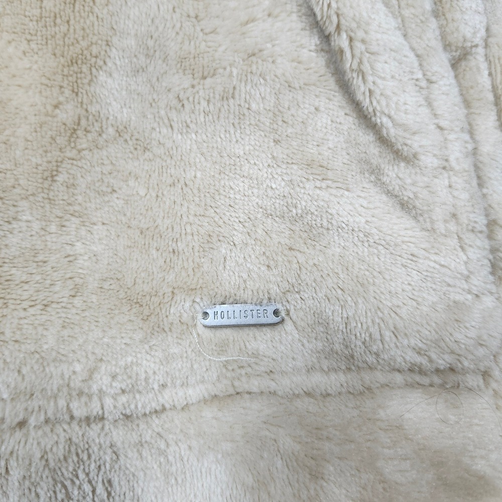 Hollister Women's Medium Beige Fuzzy Fleece 1/4 Zip Pullover Sweatshirt - Picture 4 of 8
